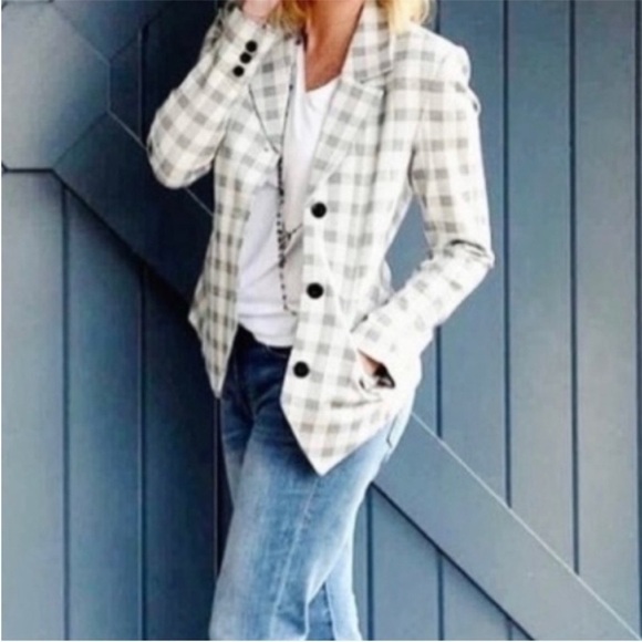 CAbi Style 5292 Valentina Plaid Check Ponte Knit Blazer - Picture 3 of 15